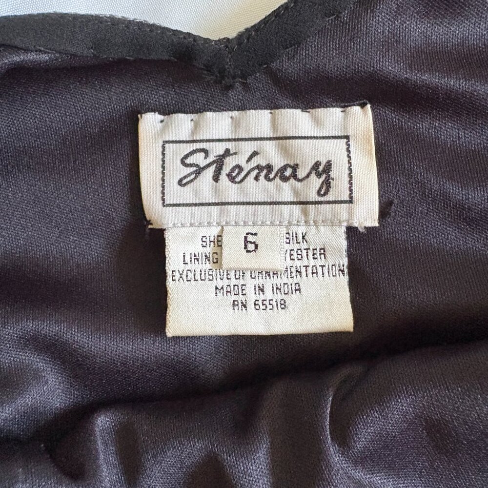 Stenay Y2K Black Silk Beaded Fairy Goth Dress Whimsigoth Fairycore 6 - Picture 8 of 11